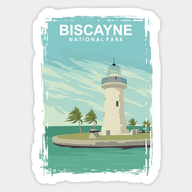 Biscayne National Park Vintage Florida Travel Poster Sticker by jornvanhezik